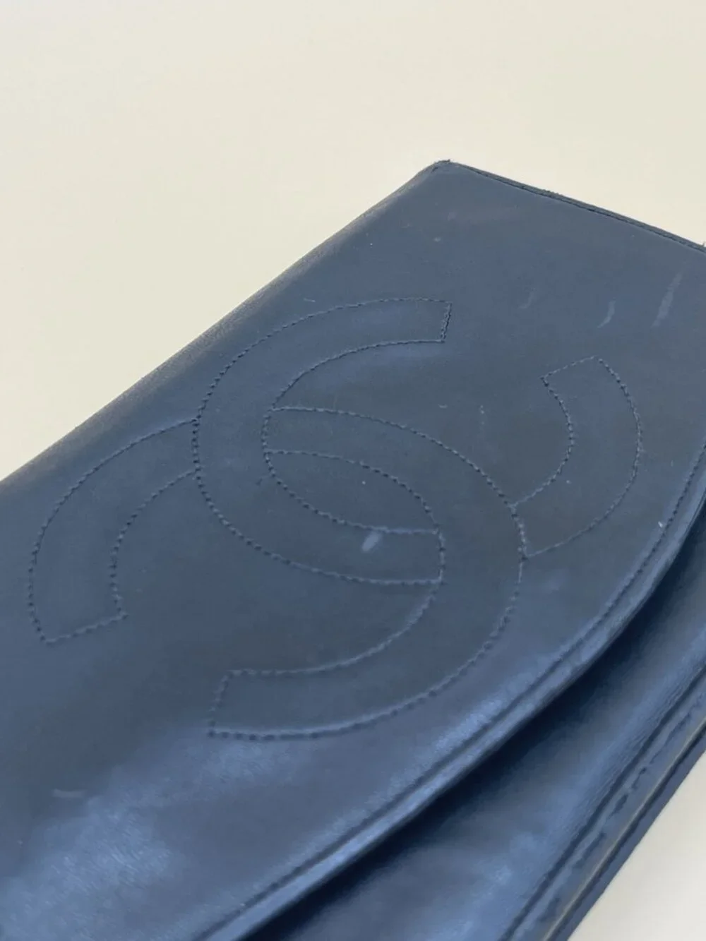 Vintage Chanel Long Wallet CC Logo Black Lambskin 1994 with Authenticity Card